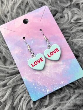 Blue Heart valentines sweethearts earrings